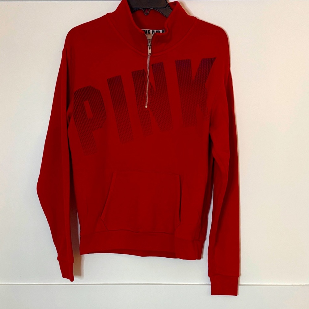 PINK Victoria's Secret Women’s Bold Red Zip-Up Sweater